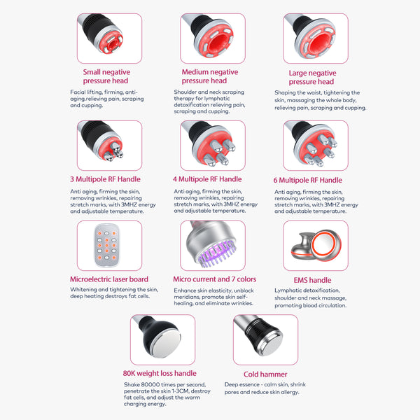 SQ154B Max — аппарат кавитации 80K и RF, 11 в 1 с лазерными и микротоковыми панелями
