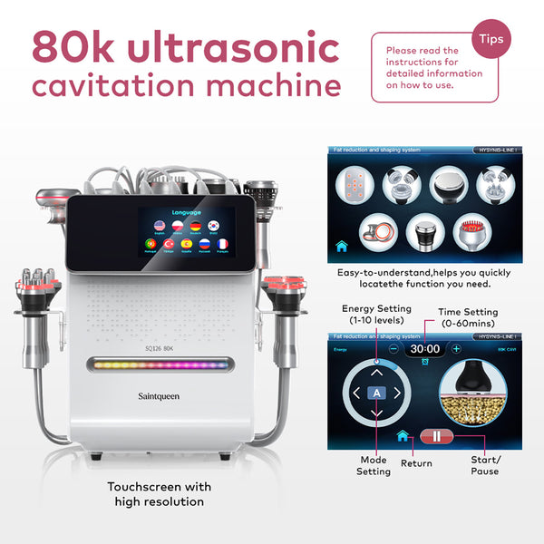 SQ126A Max — аппарат кавитации 80K и RF, 11 в 1 с лазерными панелями