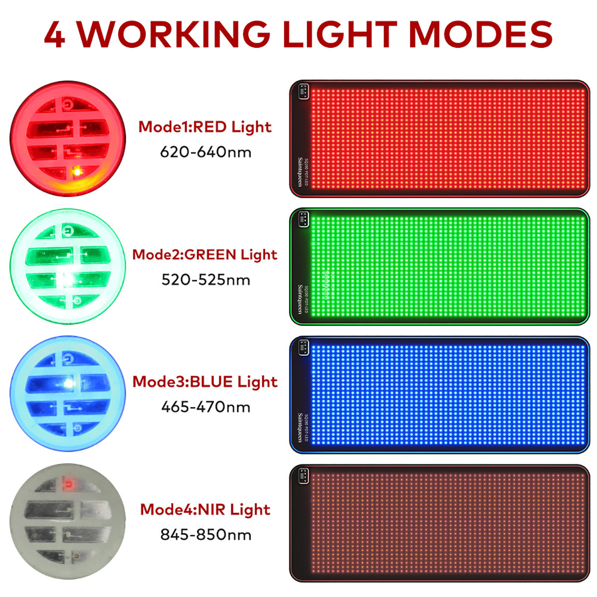 SQ190 — гибкий световой коврик, 1 344 LED, красный, зелёный, синий и ближний инфракрасный свет