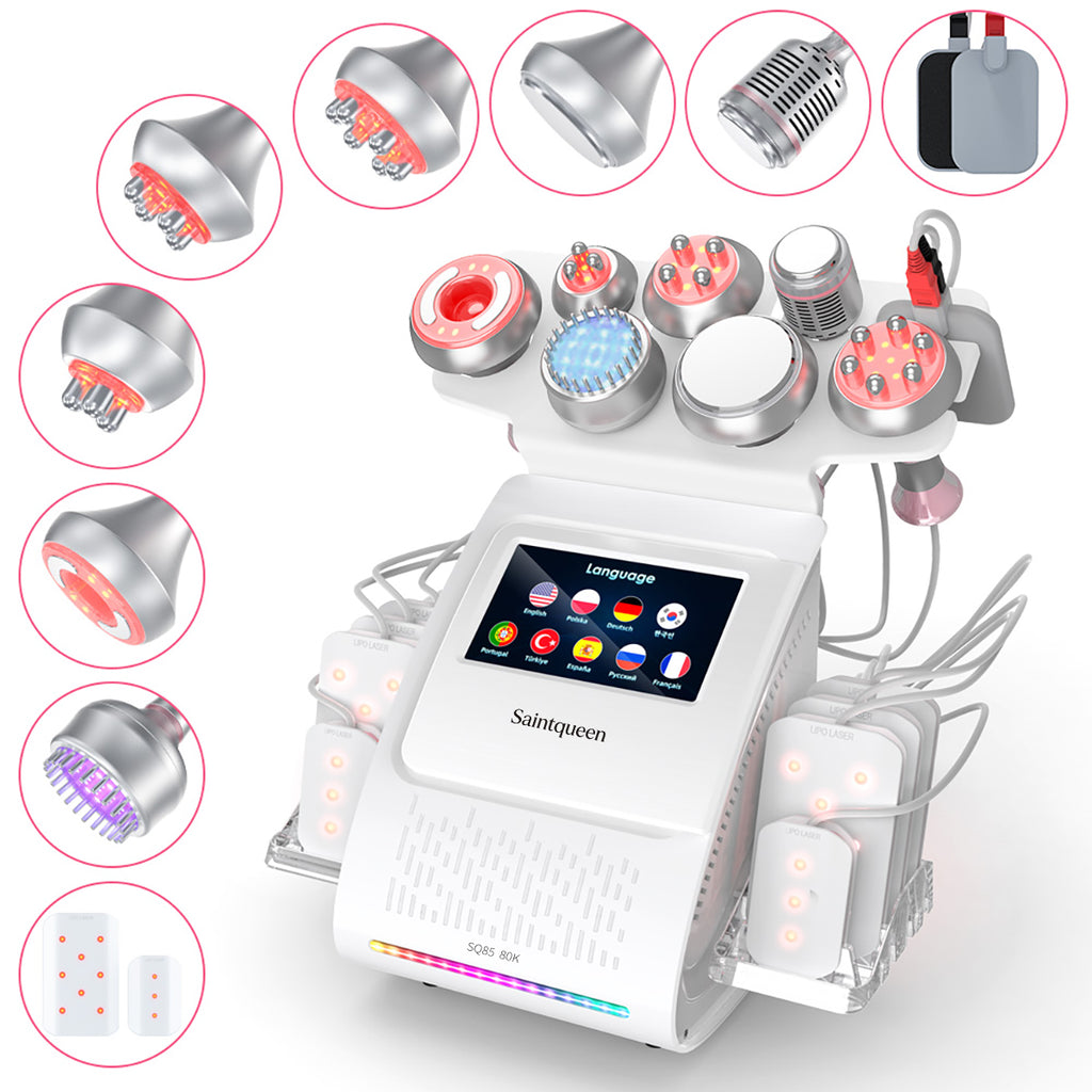 SQ85D Plus — аппарат кавитации 80K и RF, 9 в 1 с лазерными панелями