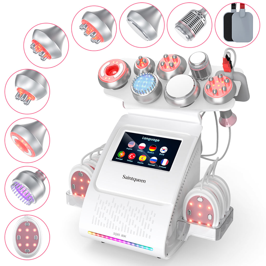 SQ85E Plus — аппарат кавитации 80K и RF, 9 в 1 с лазерными и микротоковыми панелями