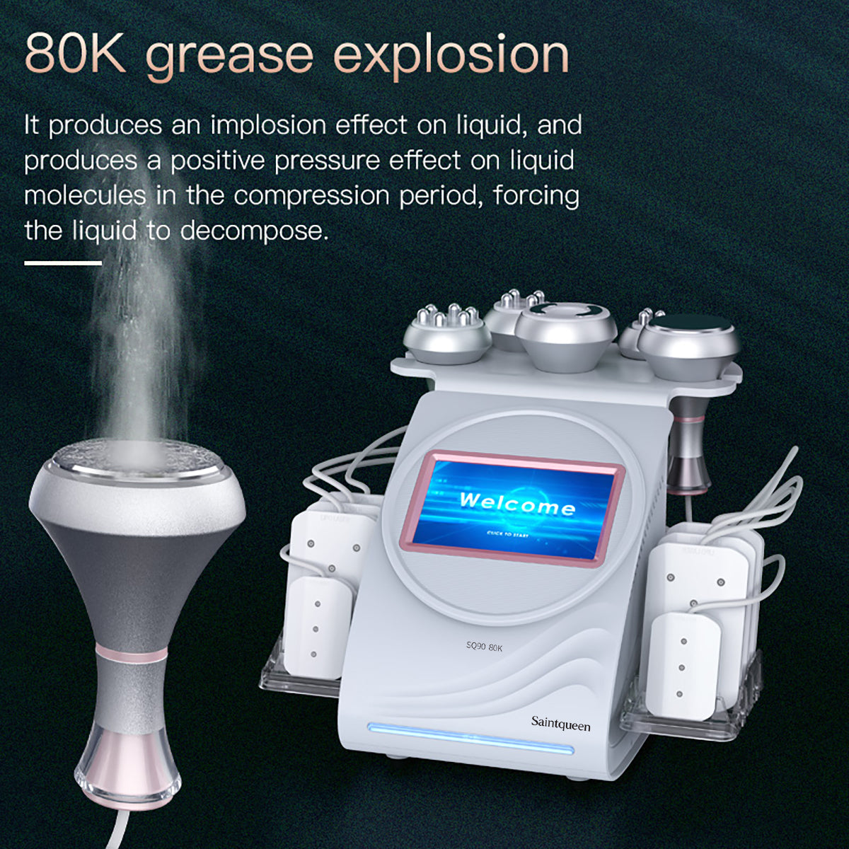 SQ90C Pro — аппарат кавитации 80K и RF, 6 в 1 с лазерными панелями