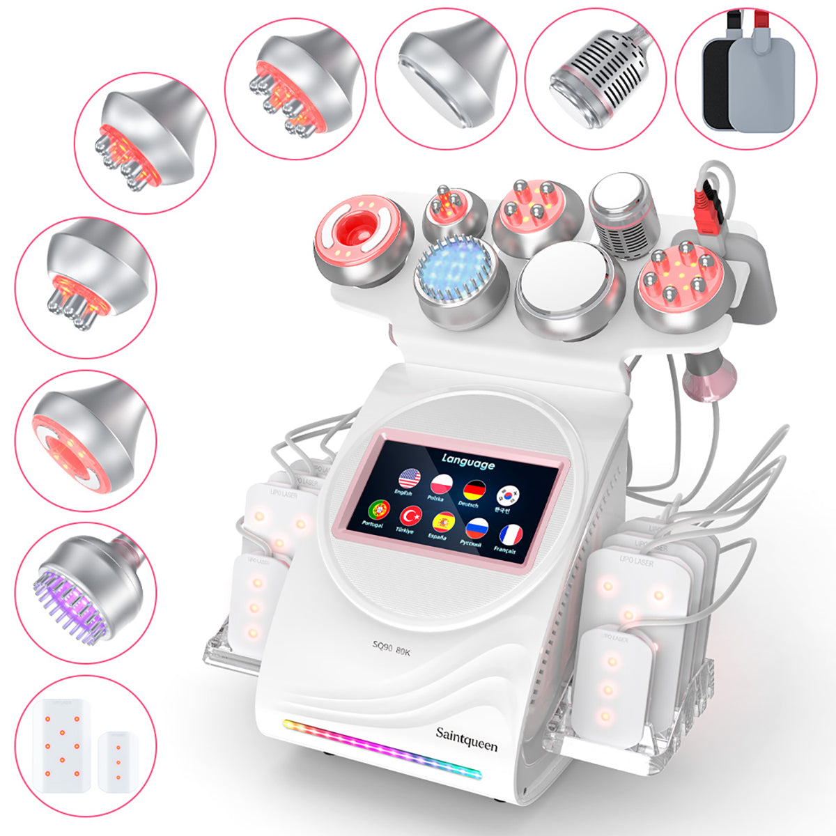 SQ90D Plus — аппарат кавитации 80K и RF, 9 в 1 с лазерными панелями