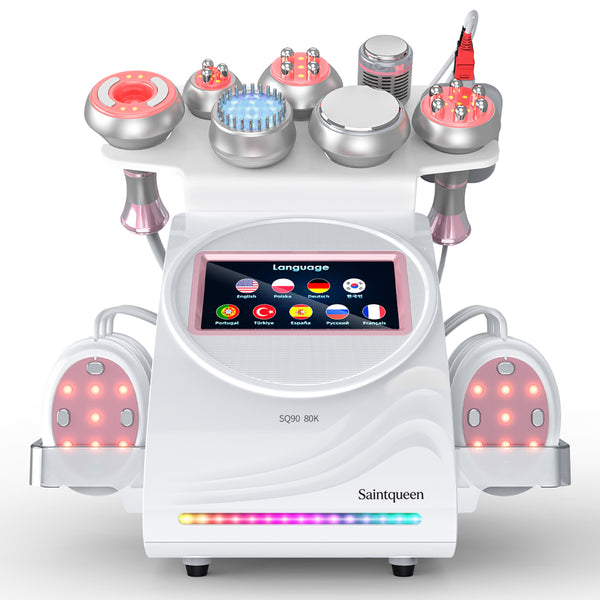 SQ90E Plus — аппарат кавитации 80K и RF, 9 в 1 с лазерными и микротоковыми панелями