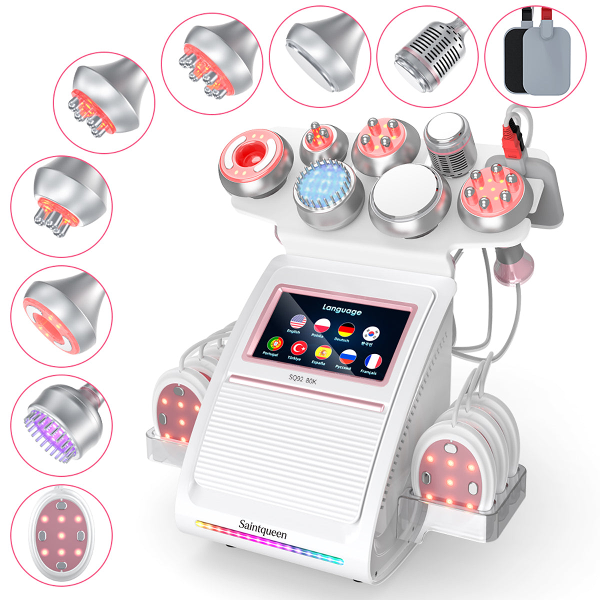 SQ92E Plus — аппарат кавитации 80K и RF, 9 в 1 с лазерными и микротоковыми панелями Главное изображение товара