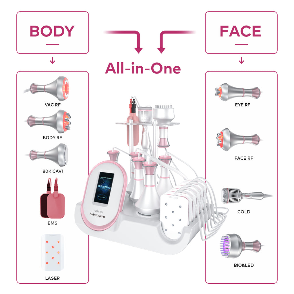 SQ121C Plus — аппарат кавитации 80K, RF и EMS с лазерными панелями, 9 в 1