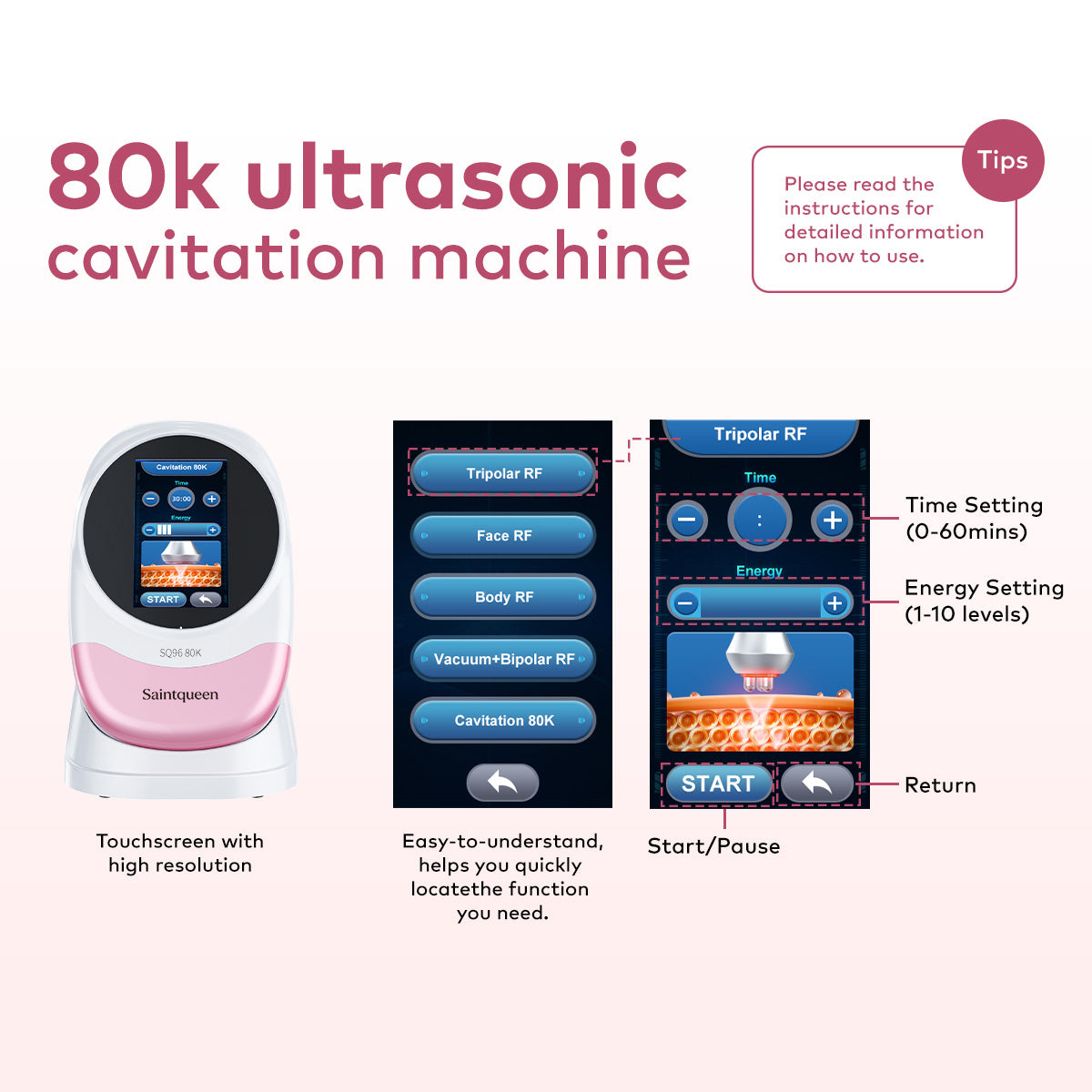 SQ96 Pro — аппарат кавитации 80K и RF, 5 в 1 Второстепенное изображение товара